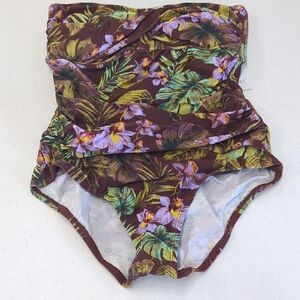 Shade & Shore Kids One Piece Swimsuit - Brown and Green Floral